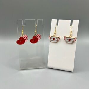 🆕 Heart and Envelope Earrings Set - Handmade #160